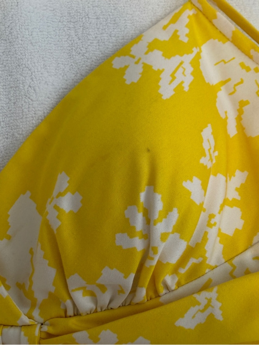 Donna Morgan Yellow Floral Dress Size 10 Spaghetti Strap A-Line Summer Mini - Picture 5 of 5